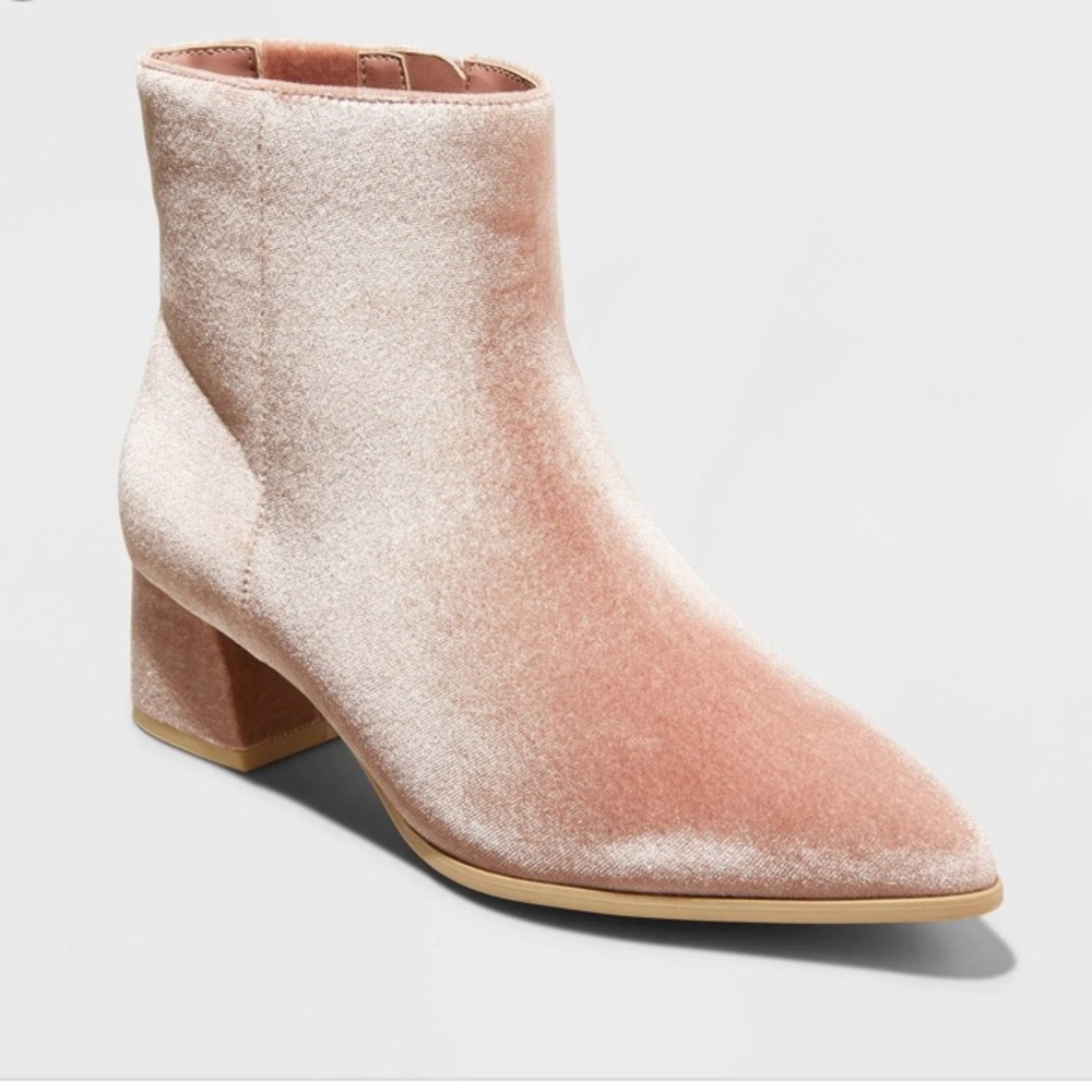 Pink velvet boots size 10